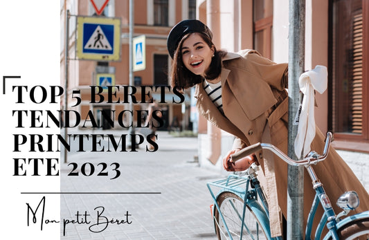 top 5 bérets tendances printemps été 2023 - belle femme un jour ensoleillé sur vélo portant un béret en cuir
