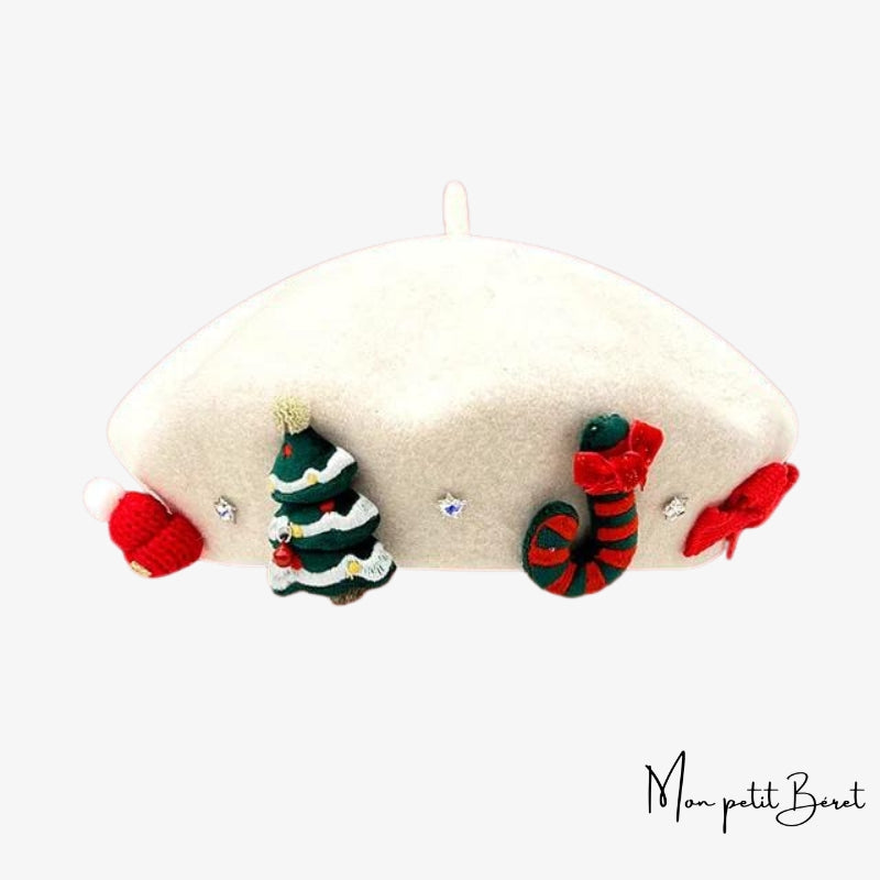 beret de noel pour femme beige