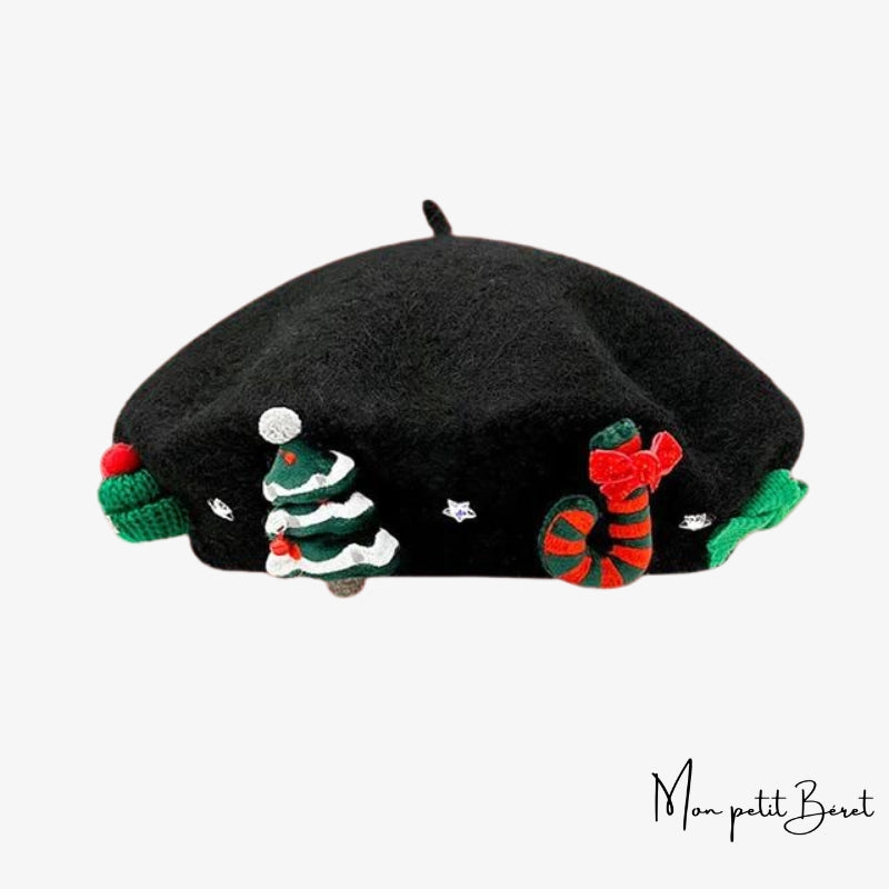 beret de noel pour femme noir