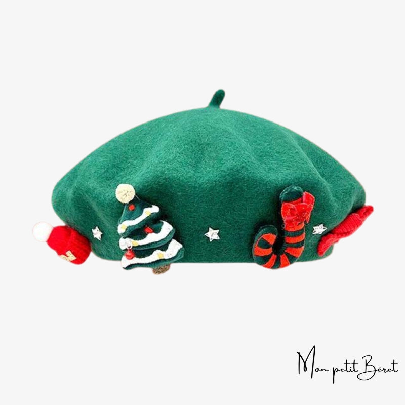 beret de noel pour femme vert