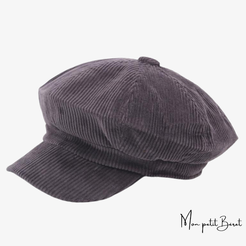 casquette gavroche pour femme en velours gris