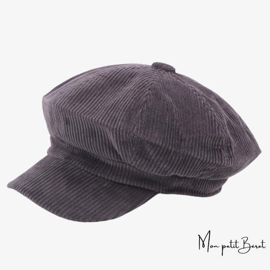 casquette gavroche pour femme en velours gris