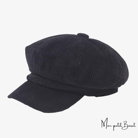 casquette gavroche pour femme en velours noir