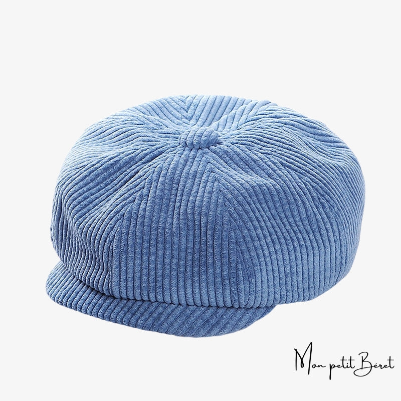 béret en velours pour enfant de couleur bleu
