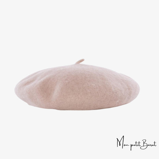 béret pour femme en cachemire de couleur beige clair