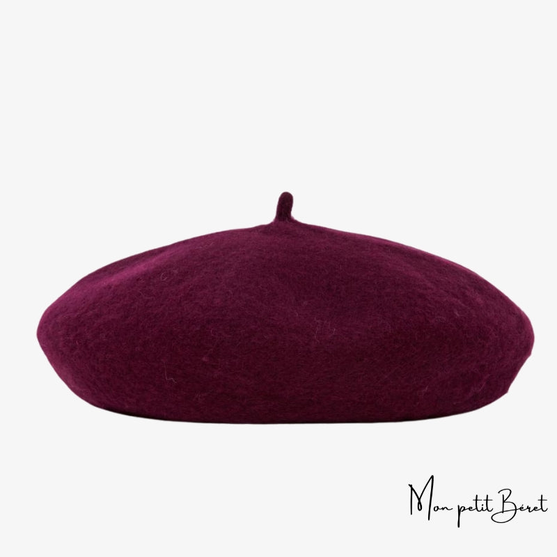 béret pour femme en cachemire de couleur bordeaux