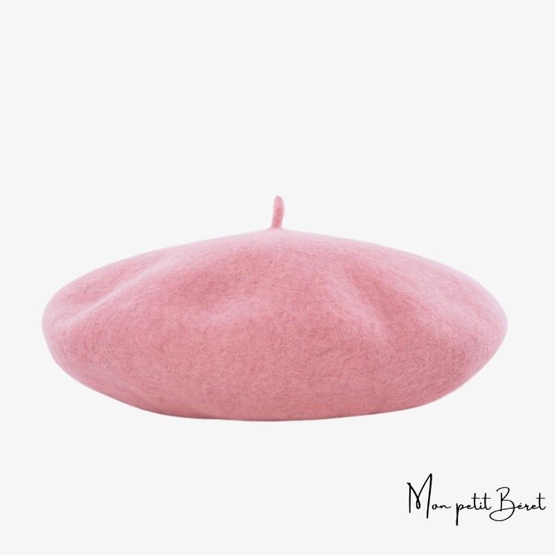 béret pour femme en cachemire de couleur rose