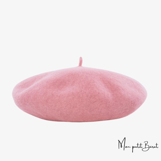 béret pour femme en cachemire de couleur rose