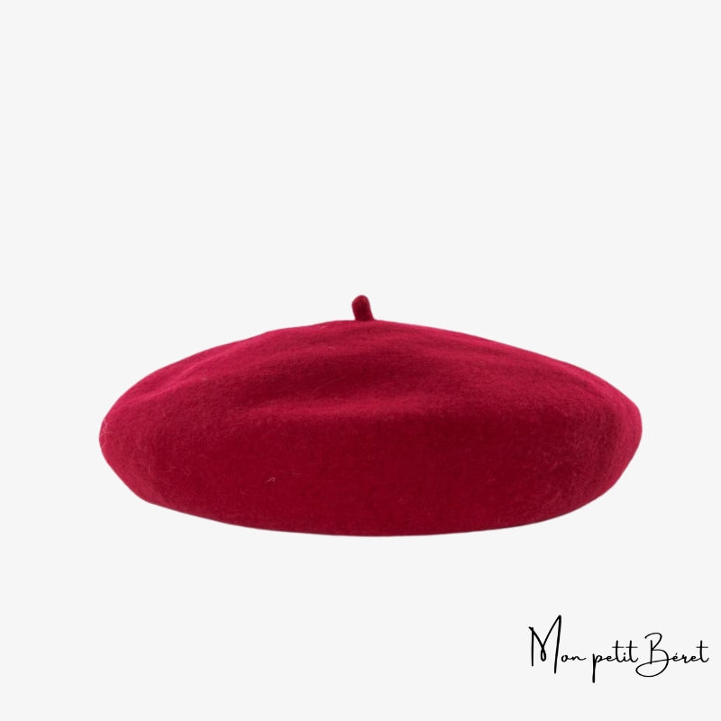 béret pour femme en cachemire de couleur rouge