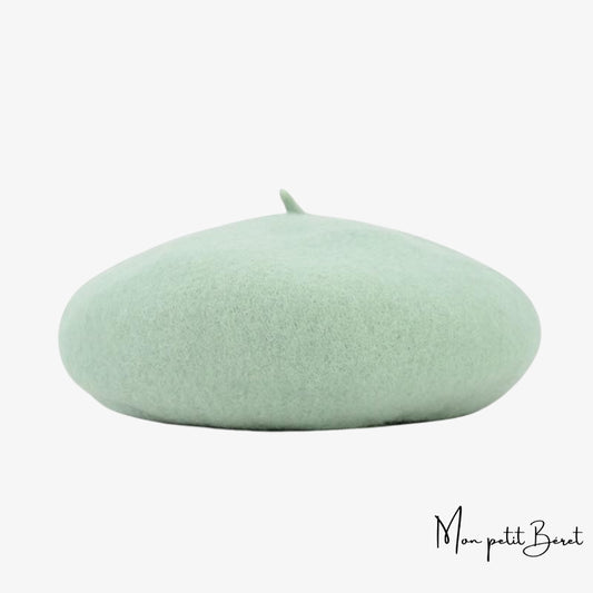 béret pour femme en cachemire de couleur verte