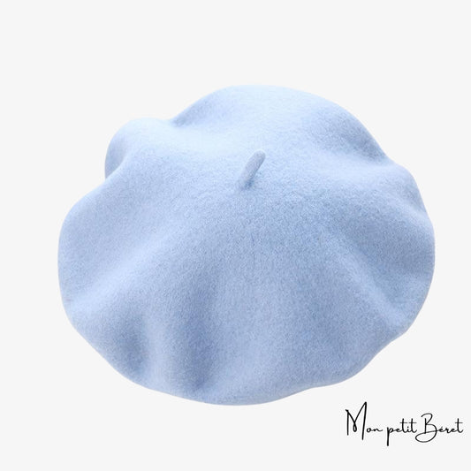 béret pour femme en laine cachemire bleu ciel