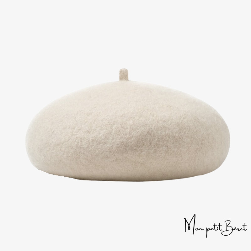 béret pour femme en laine cachemire de couleur blanche écrue