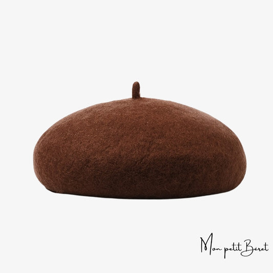 béret pour femme en laine cachemire de couleur marron