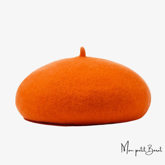 béret pour femme en laine cachemire orange