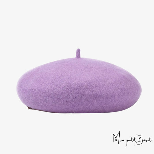 béret pour femme en laine cachemire parme