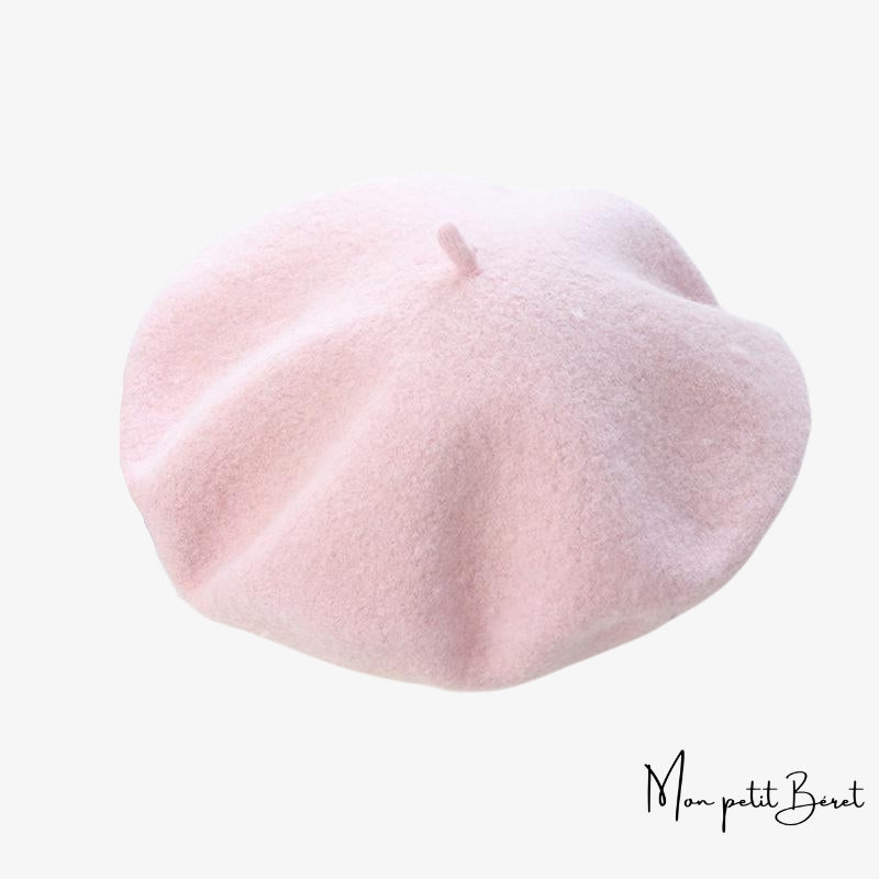 béret pour femme en laine cachemire rose pâle
