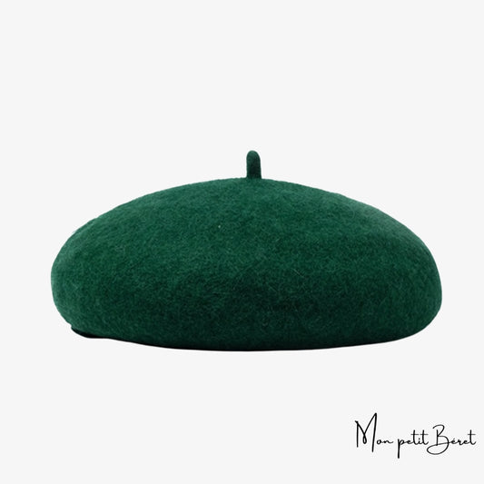 béret pour femme en laine cachemire de couleur verte sapin