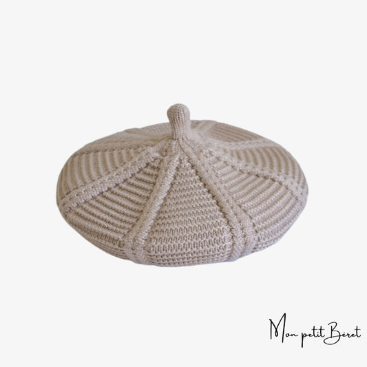 béret en laine tricotée pour femme beige