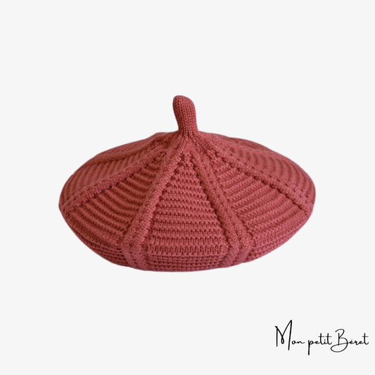 béret bordeaux en laine tricotée pour femme