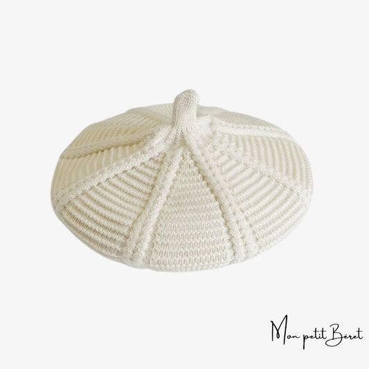 béret en laine tricotée pour femme écru