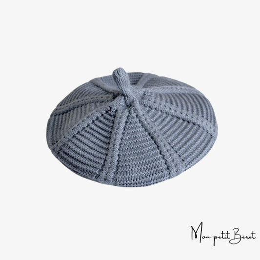 béret en laine tricotée pour femme gris