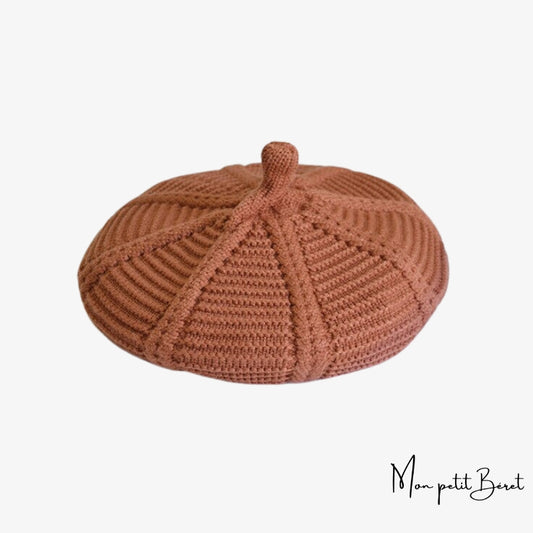 béret en laine tricotée pour femme marron