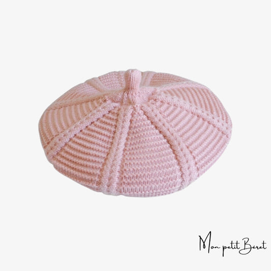 béret rose en laine tricotée pour femme