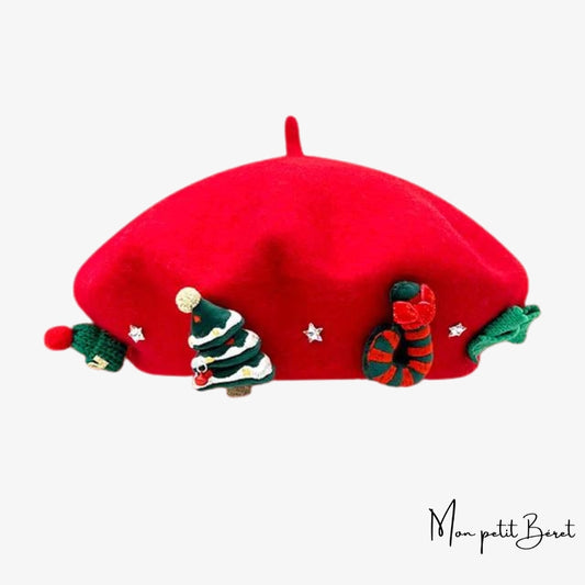 beret de noel pour femme rouge