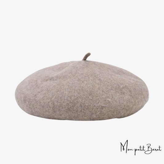 béret pour femme en cachemire de couleur gris clair
