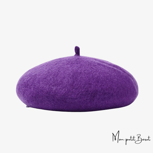 béret pour femme en laine cachemire violet