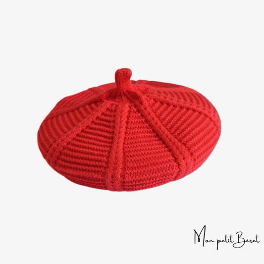 Béret laine tricotée femme rouge